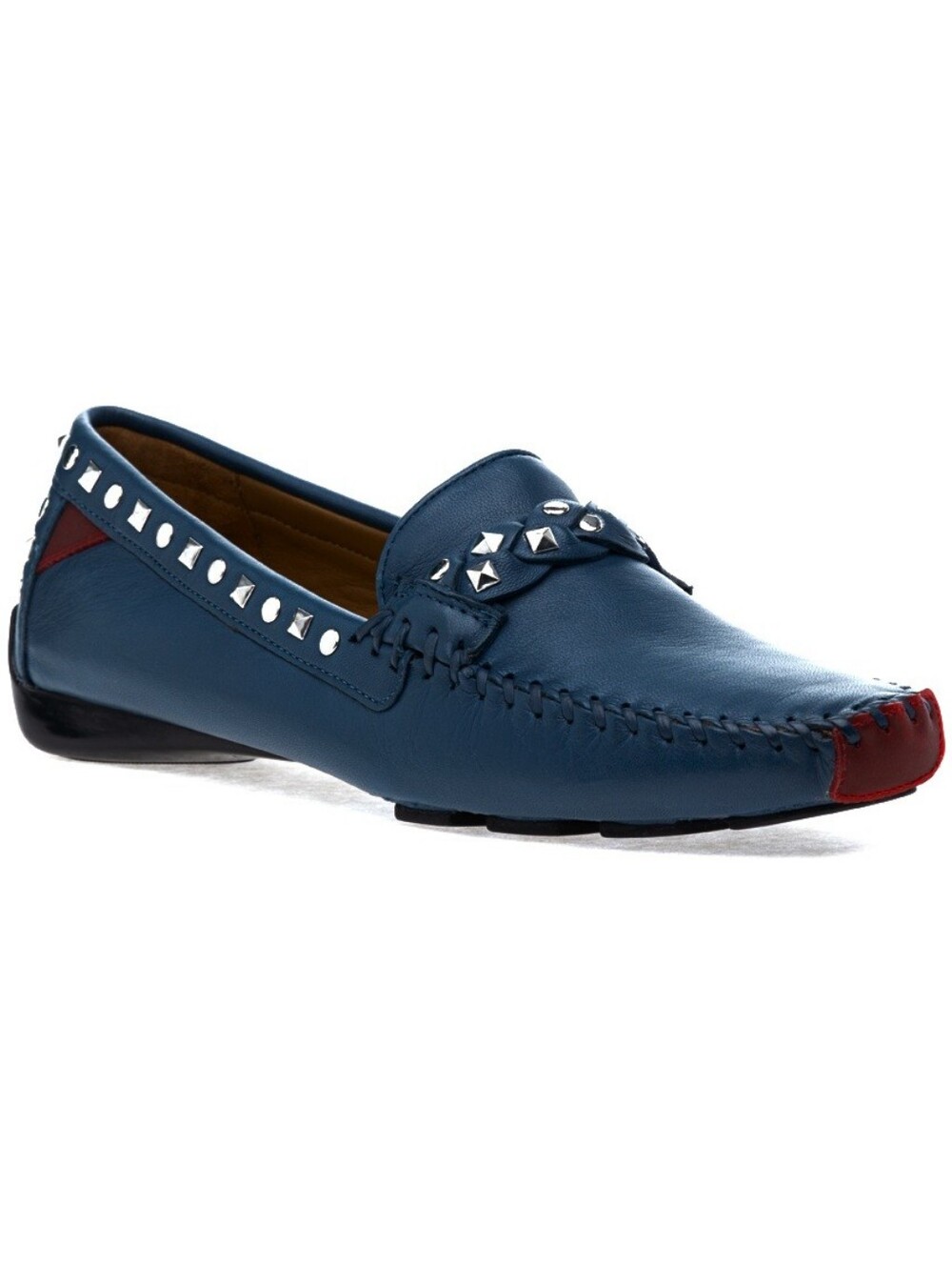 Robert Zur Shoes Blue Leather Studded Twisted Galaxy Loafer Size 8.5
